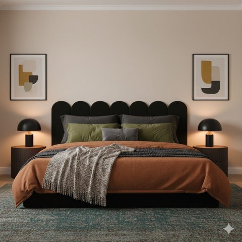 Cabeceira Nuvem Casal Facil Instalação 7 Placas 45cm Suede:preto