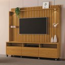 Ver imagem 1 de Estante Home Ripado Absoluto para TV até 65 Polegadas -2 Portas e Nicho com Leds -Rodizio -Carmolar: