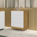 Ver imagem 2 de Conjunto Cômoda e Roupeiro Lara MDF Nature Branco Infantil Quarto Completo Moderno Criança
