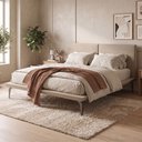 Ver imagem 1 de Cama Casal Japonesa Tóquio Arte Estofados em Linho Bege 148x207cm Design Moderno Bege
