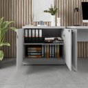 Ver imagem 4 de Armário Baixo para Escritório 80cm x 45cm com 2 Portas e Chave Corporate Cinza