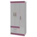 Ver imagem 3 de Guarda-Roupa Solteiro França 3 Portas 2 Gavetas Branco/Rosa - Pnr Móveis