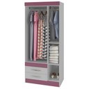Ver imagem 2 de Guarda-Roupa Solteiro França 3 Portas 2 Gavetas Branco/Rosa - Pnr Móveis