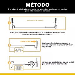 Varão Extensível Bastão Ajustável Porta Cortina Box Banheiro - 4