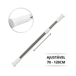 Varão Extensível Bastão Ajustável Porta Cortina Box Banheiro - 1