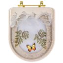 Ver imagem 1 de Assento Sanitario Poliester Decorado Borboleta Amarela Carrara Bege Claro para Vaso Deca com