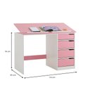 Ver imagem 3 de Escrivaninha Madeira 4 Gavetas Desenho Emma Branco Rosa Idimex