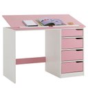 Ver imagem 5 de Escrivaninha Madeira 4 Gavetas Desenho Emma Branco Rosa Idimex