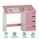 Ver imagem 6 de Escrivaninha Madeira 4 Gavetas Desenho Emma Branco Rosa Idimex
