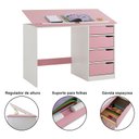 Ver imagem 4 de Escrivaninha Madeira 4 Gavetas Desenho Emma Branco Rosa Idimex