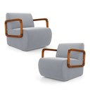 Ver imagem 1 de Kit 02 Poltronas Decorativas Orgânica Living Kavya Veludo Cinza Claro - Abmaza