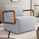 Ver imagem 2 de Kit 02 Poltronas Decorativas Orgânica Living Kavya Veludo Cinza Claro - Abmaza