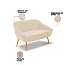 Ver imagem 5 de Kit 01 Namoradeira 02 Lugares e 02 Poltronas Giratória Giovana Suede Bege Base Madeira MM30 - D’Rossi