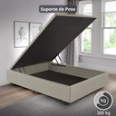 Ver imagem 6 de Cama Box Casal com Baú 138x188x42 com Pistão a Gás Courino Linho