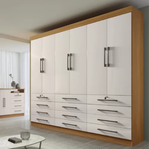 Roupeiro 6 Portas Mônaco Cinamomo com Off white D'Doro