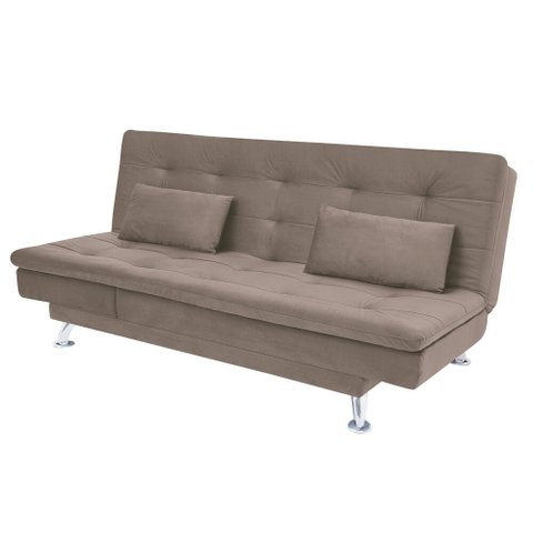 Sofá-cama com Chaise 188cm Linoforte Rayssa Suede Veludo Espuma D-33