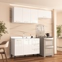 Ver imagem 1 de Armário de Cozinha Modulada Completa 3 Peças 200cm sem Tampo 100% Mdf Amara Politorno Móveis