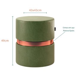 Kit 03 Puffs Bancos Decorativos Redondo Porto 49x43cm Corano Verde - Abmaza - 4