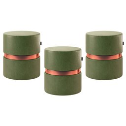 Kit 03 Puffs Bancos Decorativos Redondo Porto 49x43cm Corano Verde - Abmaza - 1