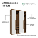 Ver imagem 5 de Guarda-Roupa Solteiro 4 Portas Batentes Rustic/Branco/Rustic Venus Madesa