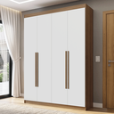 Ver imagem 1 de Guarda-Roupa Solteiro 4 Portas Batentes Rustic/Branco/Rustic Venus Madesa