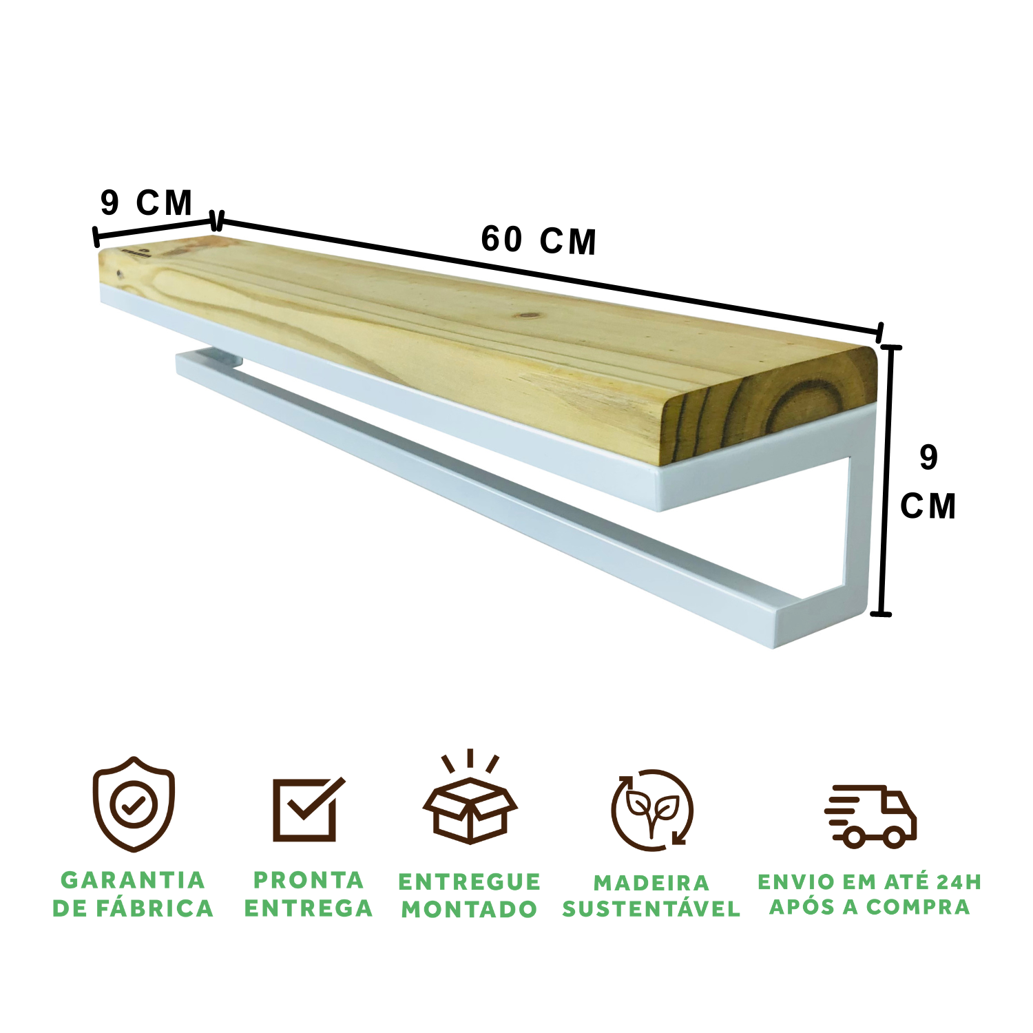 Toalheiro com Prateleira Strassis Design Sd-4002 Branco - 6