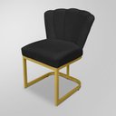 Ver imagem 2 de Kit 02 Cadeira Escritório/recepção Flor - Base Ferro Dourado - Preto