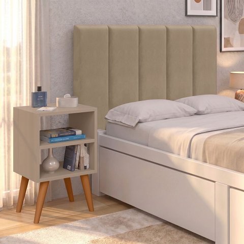 Cabeceira Solteiro Modular 5 Módulos com Mesa de Cabeceira Melissa Moderna