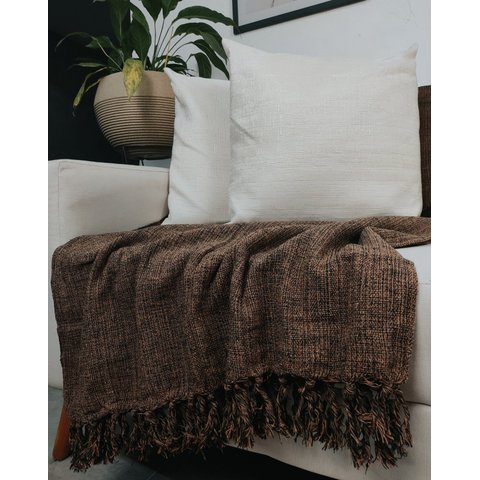 Manta para Sofá Gigante Decorativa Protetora 2,30 x 1,40:Marrom e Caramelo