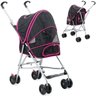 Carrinho Carro de Passeio Pet para Transporte Cães Gatos Cachorros Happy Woof Preto com Rosa - 1