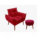 Ver imagem 1 de Kit C-01 Poltrona Opala + 01 Puff Redondo Danny Suede Vermelho