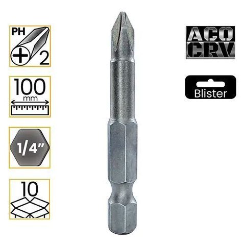 Ponta Phillips Ph2 100mm Enc: 1/4" C/10und