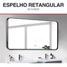 Espelho Retrô Retangular 90x70 com Moldura Preto Banheiro - 2