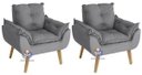 Ver imagem 1 de Kit 02 Poltrona/cadeira Decorativa Glamour com Pés Quadrado Cinza