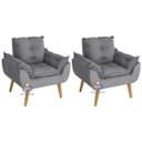 Ver imagem 1 de Kit 02 Poltrona/cadeira Decorativa Glamour com Pés Quadrado Cinza