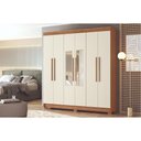 Ver imagem 1 de Guarda Roupa Casal 6 Portas (2 C/ Espelho) e 2 Gavetas C/ Pés Toledo Jatoba/areia - Santos Andirá