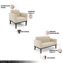 Ver imagem 3 de Conjunto Poltrona e Namoradeira Decorativa Isabella Pés Fixo em Madeira Preto Suede Bege G19 - Gran