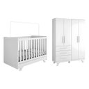 Ver imagem 2 de Kit Berço e Guarda Roupa Retrô Peroba Branco Quarto Infantil