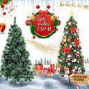 Ver imagem 1 de Árvore de Natal Pompom 1,5m Verde com Neve Luxo Pequena 260 Galhos Cheia Premium Nevada Luvinco