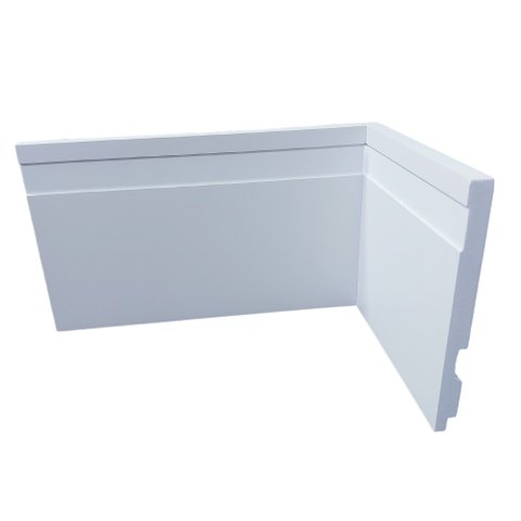 Rodapé de Poliestireno 12cm de Altura Frisado Branco (12x1x240cm) Formix 3d
