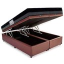 Ver imagem 5 de Cama Box Baú Casal Sintético Bipartido + Colchão Ortobom Iso Dupla Face 60x138x188 Cor:marrom
