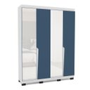 Ver imagem 2 de Roupeiro Solteiro Porto 4 Portas com Espelho 161x214cm Branco/Azul 240847