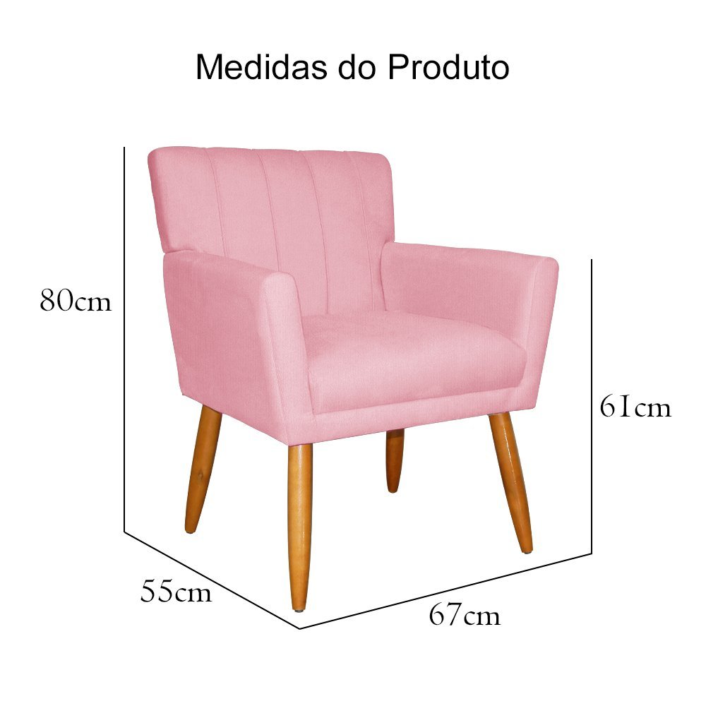 Poltrona Reforçada Para Recepção Consultório Salão De Beleza Rosa - 4