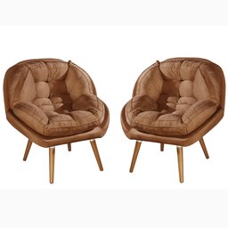 Conjunto 2 Poltronas Sênior Suede Premium Pés de Madeira:terracota - 2
