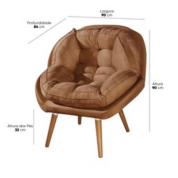 Conjunto 2 Poltronas Sênior Suede Premium Pés de Madeira:terracota - 3