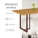 Ver mais imagens de Mesa para Sala de Jantar Retangular 160x90cm MDF Lunna Marrom/Proa