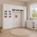 Ver imagem 2 de Conjunto Guarda Roupa Modulado Ponte Aérea e Cômoda Quarto Infantil Bebê Eloisa Branco Phoenix Baby