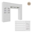 Ver imagem 1 de Conjunto Guarda Roupa Modulado Ponte Aérea e Cômoda Quarto Infantil Bebê Eloisa Branco Phoenix Baby