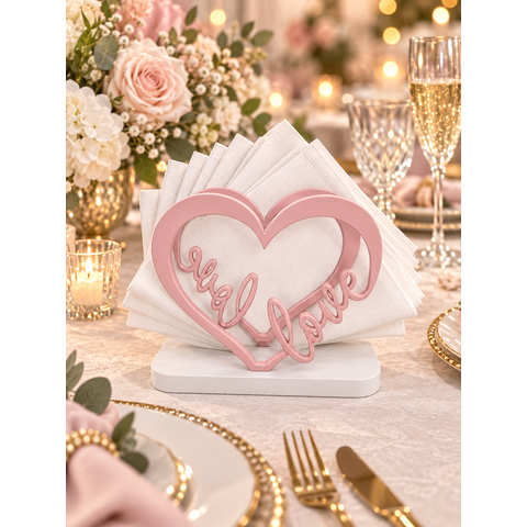 Porta-Guardanapos de Mesa Coração: Rosa