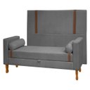 Ver imagem 1 de Kit Cabeceira e Calçadeira Baú para Cama Box Casal Queen Size 160cm Bouclê Cinza